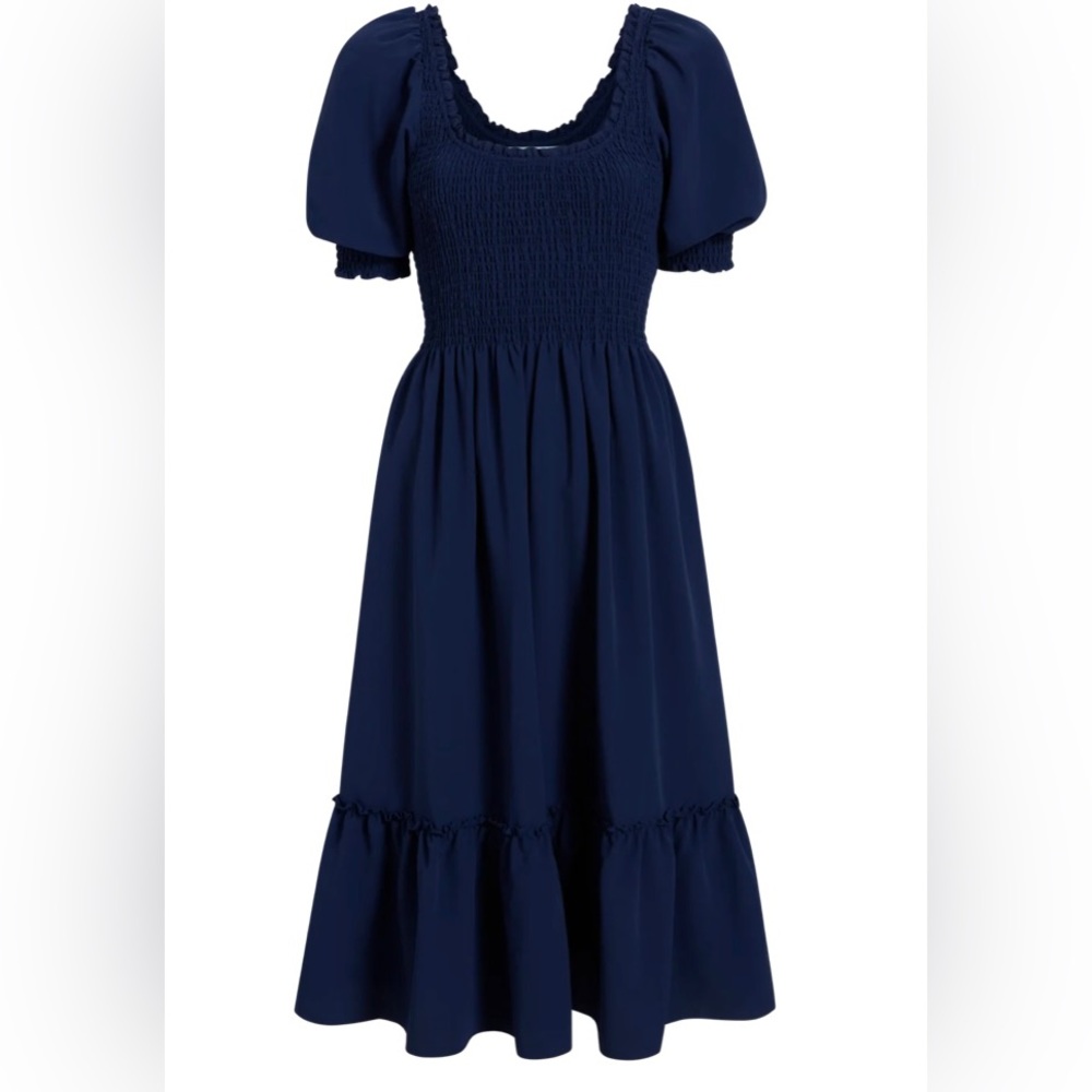 HILL HOUSE The Louisa Nap Dress NAVY CREPE
